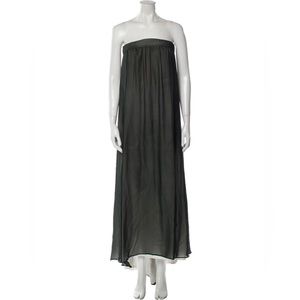 Strapless silk Armani green dress